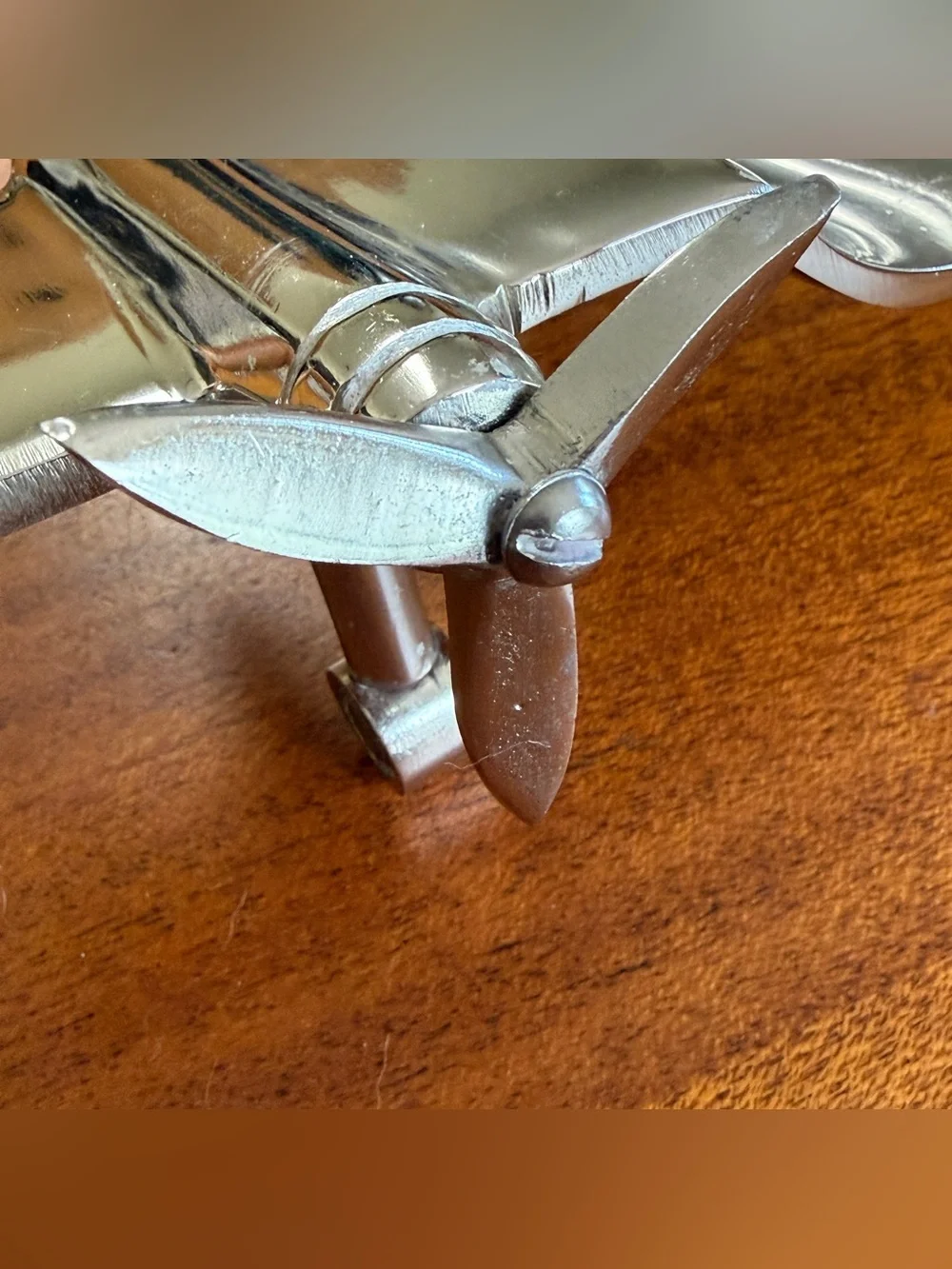 Vintage Godinger Silver Art Twin-Engine Airplane Sculpture Spinning Propellers